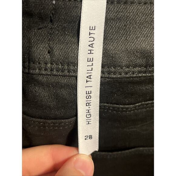 Lola Jeans Womens 28 Billie High Rise Bootcut Black Dark Wash Wax Coated A113 - Picture 7 of 8